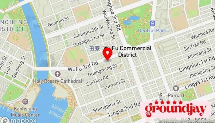 地图 坂和企业有限公司-五福自强 软件公司, 设计工作室, 办公场所租赁机构 在 Kaohsiung City, Qianjin District