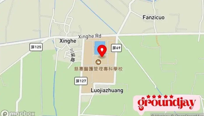 地图 慈惠医护管理专科学校 学院, 职业专科学校, 初级学院, 护士学校 在 Pingtung County, Nanzhou Township