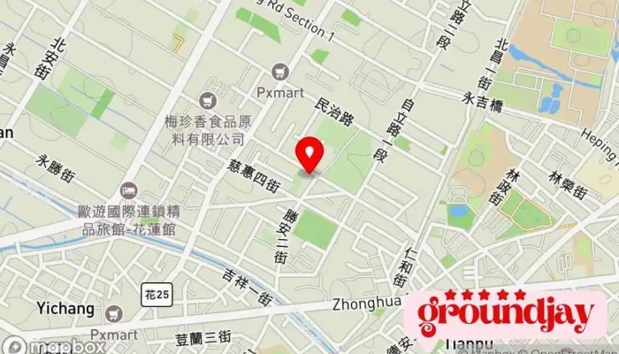地图 花蓮網頁設計 网络托管公司 在 Hualien County, Ji’an Township