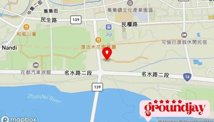 地图 集集特技村 娱乐中心 在 Nantou County, Jiji Township
