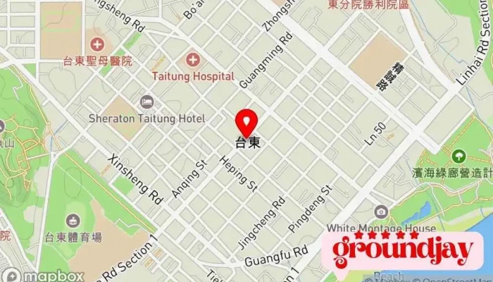 地图 捷安特 体育用品商店 在 Taitung County, Taitung City