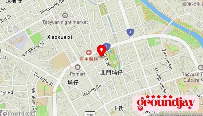 Zhu Yi Shi Wu  Yi Bao Si Shen Tang Juan Cun Mian  Tao Yuan Min Sheng Dian 地圖 - Taoyuan City, Taoyuan District
