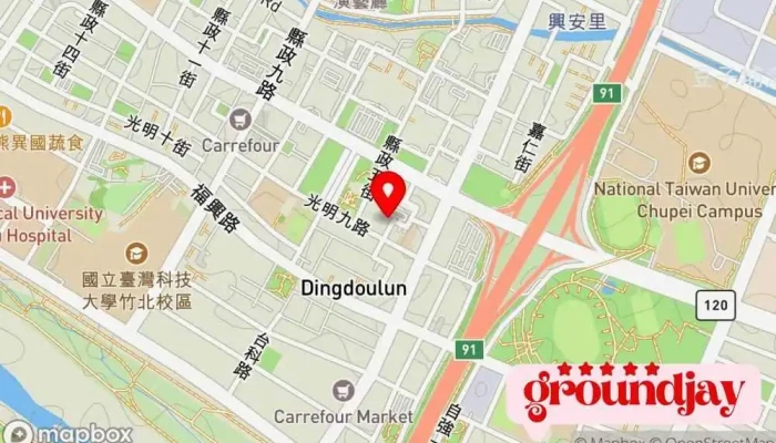 TedaTai Wan Dian Shang Fa Zhan Xie Hui Shu Wei Zhuan Xing De Tui Shou 地圖 - Hsinchu County, Zhubei City